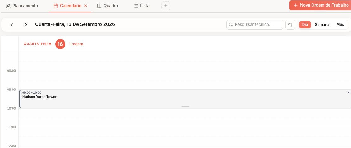 Scheduled visit shown in the daily calendar.