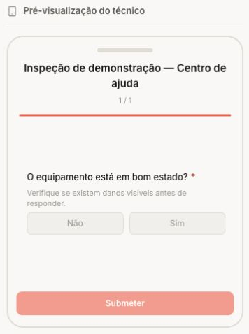 Technician preview with the question and Yes and No options.