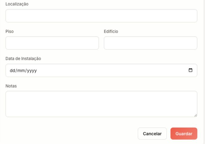 Location, installation date, notes and the Save button.